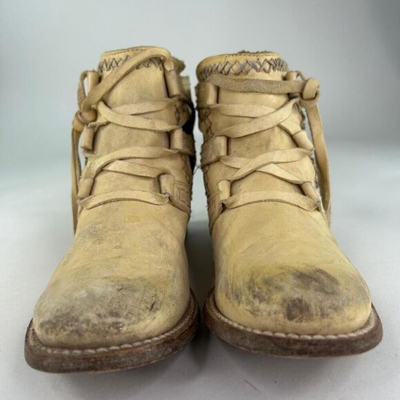 Freebird by Steven Surge Beige Distressed Cutout US 10 western Ankle Boots - Picture 2 of 10